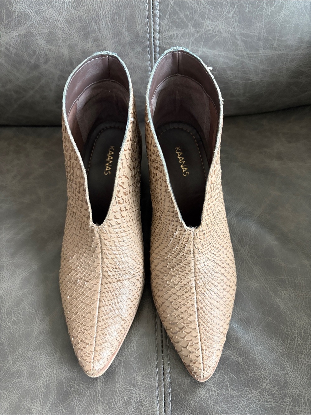 KAANAS Morellino Snake Boots - Taupe